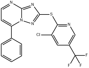 2-([3-CHLORO-5-(TRIFLUOROMETHYL)-2-PYRIDINYL]SULFANYL)-7-PHENYL[1,2,4]TRIAZOLO[1,5-A]PYRIMIDINE Struktur