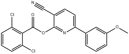 3-CYANO-6-(3-METHOXYPHENYL)-2-PYRIDINYL 2,6-DICHLOROBENZENECARBOXYLATE Struktur