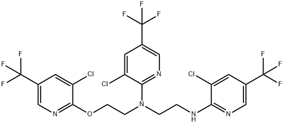 N-[3-CHLORO-5-(TRIFLUOROMETHYL)-2-PYRIDINYL]-N-(2-([3-CHLORO-5-(TRIFLUOROMETHYL)-2-PYRIDINYL]AMINO)ETHYL)-N-(2-([3-CHLORO-5-(TRIFLUOROMETHYL)-2-PYRIDINYL]OXY)ETHYL)AMINE Struktur