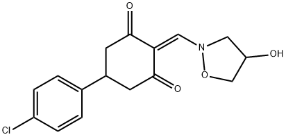 5-(4-CHLOROPHENYL)-2-([4-HYDROXYDIHYDRO-2(3H)-ISOXAZOLYL]METHYLENE)-1,3-CYCLOHEXANEDIONE Struktur