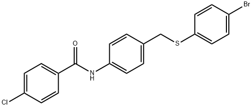 N-(4-([(4-BROMOPHENYL)SULFANYL]METHYL)PHENYL)-4-CHLOROBENZENECARBOXAMIDE Struktur