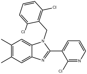 2-(2-CHLORO-3-PYRIDINYL)-1-(2,6-DICHLOROBENZYL)-5,6-DIMETHYL-1H-1,3-BENZIMIDAZOLE Struktur