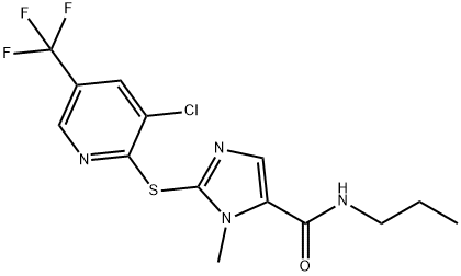 2-([3-CHLORO-5-(TRIFLUOROMETHYL)-2-PYRIDINYL]SULFANYL)-1-METHYL-N-PROPYL-1H-IMIDAZOLE-5-CARBOXAMIDE Struktur