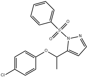 4-CHLOROPHENYL 1-[1-(PHENYLSULFONYL)-1H-PYRAZOL-5-YL]ETHYL ETHER Struktur