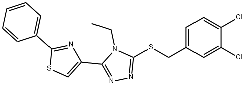 3,4-DICHLOROBENZYL 4-ETHYL-5-(2-PHENYL-1,3-THIAZOL-4-YL)-4H-1,2,4-TRIAZOL-3-YL SULFIDE Struktur