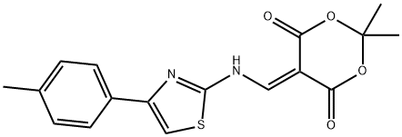 2,2-DIMETHYL-5-(((4-(4-METHYLPHENYL)(2,5-THIAZOLYL))AMINO)METHYLENE)-1,3-DIOXANE-4,6-DIONE Struktur