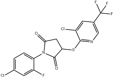 1-(4-CHLORO-2-FLUOROPHENYL)-3-([3-CHLORO-5-(TRIFLUOROMETHYL)-2-PYRIDINYL]SULFANYL)DIHYDRO-1H-PYRROLE-2,5-DIONE Struktur