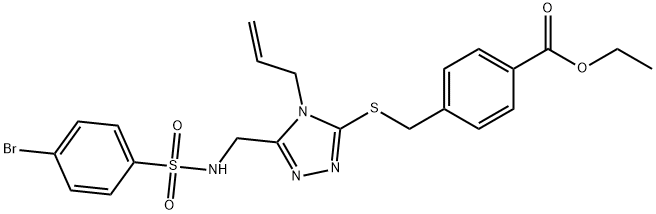 ETHYL 4-(([4-ALLYL-5-(([(4-BROMOPHENYL)SULFONYL]AMINO)METHYL)-4H-1,2,4-TRIAZOL-3-YL]SULFANYL)METHYL)BENZENECARBOXYLATE Struktur