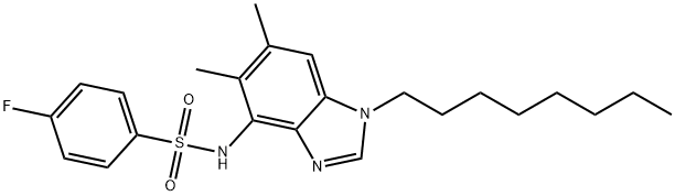 N-(5,6-DIMETHYL-1-OCTYL-1H-1,3-BENZIMIDAZOL-4-YL)-4-FLUOROBENZENESULFONAMIDE Struktur