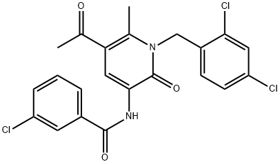 N-[5-ACETYL-1-(2,4-DICHLOROBENZYL)-6-METHYL-2-OXO-1,2-DIHYDRO-3-PYRIDINYL]-3-CHLOROBENZENECARBOXAMIDE Struktur