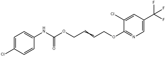 4-([3-CHLORO-5-(TRIFLUOROMETHYL)-2-PYRIDINYL]OXY)-2-BUTENYL N-(4-CHLOROPHENYL)CARBAMATE Struktur