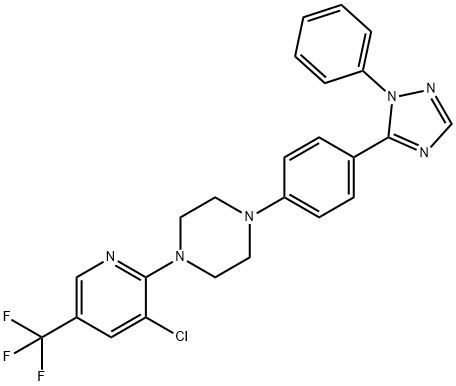 1-[3-CHLORO-5-(TRIFLUOROMETHYL)-2-PYRIDINYL]-4-[4-(1-PHENYL-1H-1,2,4-TRIAZOL-5-YL)PHENYL]PIPERAZINE Struktur