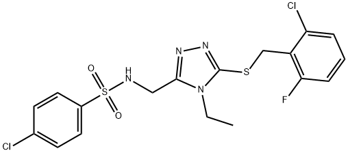 4-CHLORO-N-((5-[(2-CHLORO-6-FLUOROBENZYL)SULFANYL]-4-ETHYL-4H-1,2,4-TRIAZOL-3-YL)METHYL)BENZENESULFONAMIDE Struktur