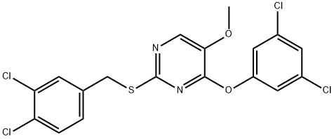 2-[(3,4-DICHLOROBENZYL)SULFANYL]-4-(3,5-DICHLOROPHENOXY)-5-METHOXYPYRIMIDINE Struktur