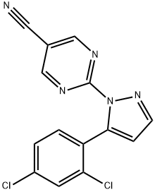 2-[5-(2,4-DICHLOROPHENYL)-1H-PYRAZOL-1-YL]-5-PYRIMIDINECARBONITRILE Struktur