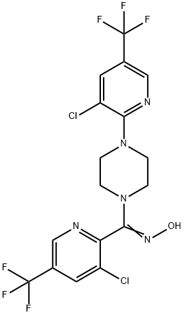 [3-CHLORO-5-(TRIFLUOROMETHYL)-2-PYRIDINYL](4-[3-CHLORO-5-(TRIFLUOROMETHYL)-2-PYRIDINYL]PIPERAZINO)METHANONE OXIME Struktur