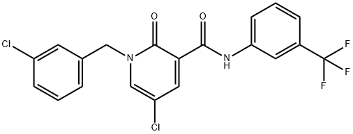 5-CHLORO-1-(3-CHLOROBENZYL)-2-OXO-N-[3-(TRIFLUOROMETHYL)PHENYL]-1,2-DIHYDRO-3-PYRIDINECARBOXAMIDE Struktur