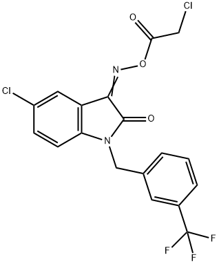 5-CHLORO-3-([(2-CHLOROACETYL)OXY]IMINO)-1-[3-(TRIFLUOROMETHYL)BENZYL]-1,3-DIHYDRO-2H-INDOL-2-ONE Struktur