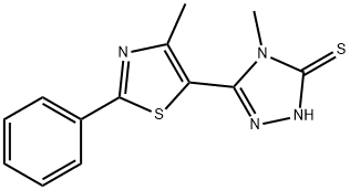 4-METHYL-5-(4-METHYL-2-PHENYL-1,3-THIAZOL-5-YL)-4H-1,2,4-TRIAZOL-3-YLHYDROSULFIDE Struktur