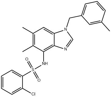 2-CHLORO-N-[5,6-DIMETHYL-1-(3-METHYLBENZYL)-1H-1,3-BENZIMIDAZOL-4-YL]BENZENESULFONAMIDE Struktur