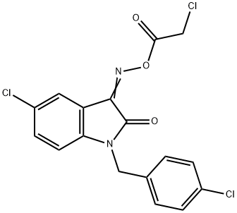 5-CHLORO-3-([(2-CHLOROACETYL)OXY]IMINO)-1-(4-CHLOROBENZYL)-1,3-DIHYDRO-2H-INDOL-2-ONE Struktur