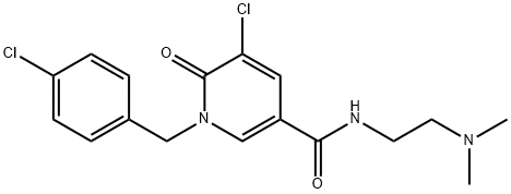 5-CHLORO-1-(4-CHLOROBENZYL)-N-[2-(DIMETHYLAMINO)ETHYL]-6-OXO-1,6-DIHYDRO-3-PYRIDINECARBOXAMIDE Struktur