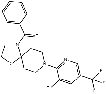 (8-[3-CHLORO-5-(TRIFLUOROMETHYL)-2-PYRIDINYL]-1-OXA-4,8-DIAZASPIRO[4.5]DEC-4-YL)(PHENYL)METHANONE Struktur