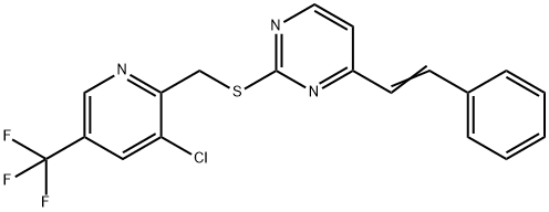 2-(([3-CHLORO-5-(TRIFLUOROMETHYL)-2-PYRIDINYL]METHYL)SULFANYL)-4-STYRYLPYRIMIDINE Struktur