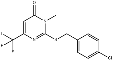 2-[(4-CHLOROBENZYL)SULFANYL]-3-METHYL-6-(TRIFLUOROMETHYL)-4(3H)-PYRIMIDINONE Struktur