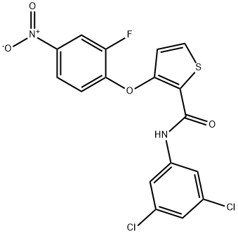 N-(3,5-DICHLOROPHENYL)-3-(2-FLUORO-4-NITROPHENOXY)-2-THIOPHENECARBOXAMIDE Struktur