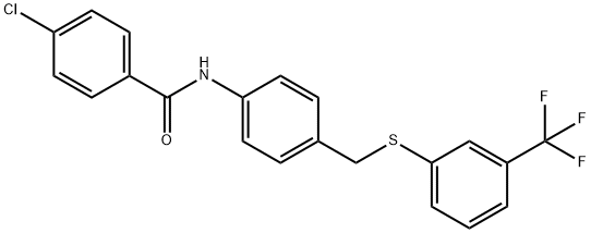 4-CHLORO-N-[4-(([3-(TRIFLUOROMETHYL)PHENYL]SULFANYL)METHYL)PHENYL]BENZENECARBOXAMIDE Struktur