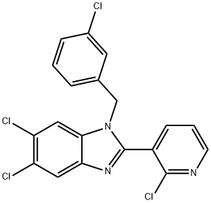 5,6-DICHLORO-1-(3-CHLOROBENZYL)-2-(2-CHLORO-3-PYRIDINYL)-1H-1,3-BENZIMIDAZOLE Struktur