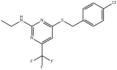 4-[(4-CHLOROBENZYL)SULFANYL]-N-ETHYL-6-(TRIFLUOROMETHYL)-2-PYRIMIDINAMINE Struktur