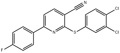 2-[(3,4-DICHLOROPHENYL)SULFANYL]-6-(4-FLUOROPHENYL)NICOTINONITRILE Struktur