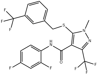 N-(2,4-DIFLUOROPHENYL)-1-METHYL-3-(TRIFLUOROMETHYL)-5-([3-(TRIFLUOROMETHYL)BENZYL]SULFANYL)-1H-PYRAZOLE-4-CARBOXAMIDE Struktur