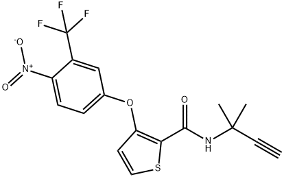 N-(1,1-DIMETHYL-2-PROPYNYL)-3-[4-NITRO-3-(TRIFLUOROMETHYL)PHENOXY]-2-THIOPHENECARBOXAMIDE Struktur