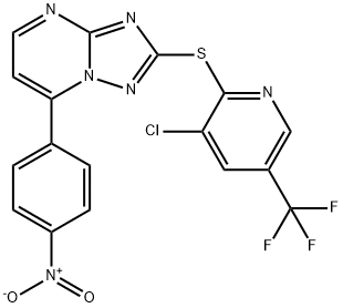 2-([3-CHLORO-5-(TRIFLUOROMETHYL)-2-PYRIDINYL]SULFANYL)-7-(4-NITROPHENYL)[1,2,4]TRIAZOLO[1,5-A]PYRIMIDINE Struktur