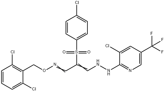 2-[(4-CHLOROPHENYL)SULFONYL]-3-(2-[3-CHLORO-5-(TRIFLUOROMETHYL)-2-PYRIDINYL]HYDRAZINO)ACRYLALDEHYDE O-(2,6-DICHLOROBENZYL)OXIME Struktur