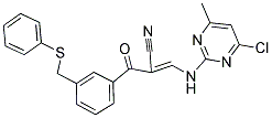 3-[(4-CHLORO-6-METHYLPYRIMIDIN-2-YL)AMINO]-2-(3-[(PHENYLTHIO)METHYL]BENZOYL)ACRYLONITRILE Struktur
