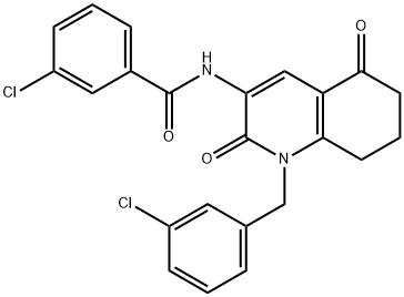 3-CHLORO-N-[1-(3-CHLOROBENZYL)-2,5-DIOXO-1,2,5,6,7,8-HEXAHYDRO-3-QUINOLINYL]BENZENECARBOXAMIDE Struktur