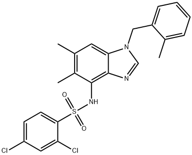 2,4-DICHLORO-N-[5,6-DIMETHYL-1-(2-METHYLBENZYL)-1H-1,3-BENZIMIDAZOL-4-YL]BENZENESULFONAMIDE Struktur