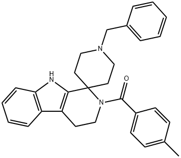 SPIRO-[N-BENZYLPIPERIDINE-4',1-(1,2,3,4-TETRAHYDRO-BETA-CARBOLINE(4-METHYLBENZAMIDE))] Struktur