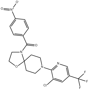 (8-[3-CHLORO-5-(TRIFLUOROMETHYL)-2-PYRIDINYL]-1-OXA-4,8-DIAZASPIRO[4.5]DEC-4-YL)(4-NITROPHENYL)METHANONE Struktur