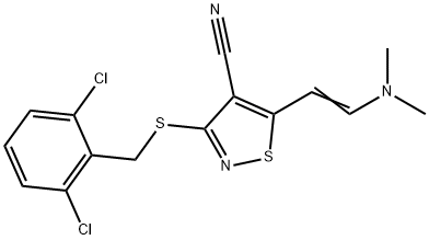 3-[(2,6-DICHLOROBENZYL)SULFANYL]-5-[2-(DIMETHYLAMINO)VINYL]-4-ISOTHIAZOLECARBONITRILE Struktur