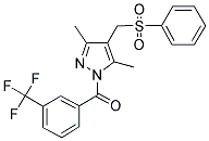 (3,5-DIMETHYL-4-[(PHENYLSULFONYL)METHYL]-1H-PYRAZOL-1-YL)[3-(TRIFLUOROMETHYL)PHENYL]METHANONE Struktur