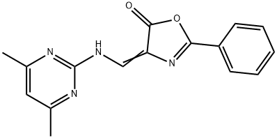 4-([(4,6-DIMETHYL-2-PYRIMIDINYL)AMINO]METHYLENE)-2-PHENYL-1,3-OXAZOL-5(4H)-ONE Struktur