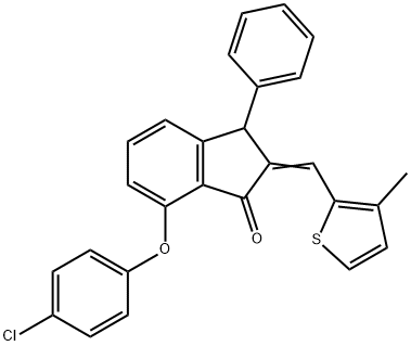 7-(4-CHLOROPHENOXY)-2-[(3-METHYL-2-THIENYL)METHYLENE]-3-PHENYL-1-INDANONE Struktur