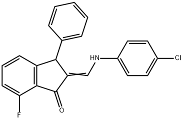 2-[(4-CHLOROANILINO)METHYLENE]-7-FLUORO-3-PHENYL-1-INDANONE Struktur