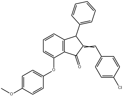 2-[(4-CHLOROPHENYL)METHYLENE]-7-(4-METHOXYPHENOXY)-3-PHENYL-1-INDANONE Struktur