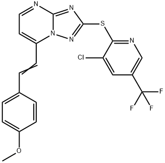 2-([3-CHLORO-5-(TRIFLUOROMETHYL)-2-PYRIDINYL]SULFANYL)-7-(4-METHOXYSTYRYL)[1,2,4]TRIAZOLO[1,5-A]PYRIMIDINE Struktur